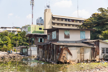 Fototapeta na wymiar Slum demolition around Kluaynamthai district