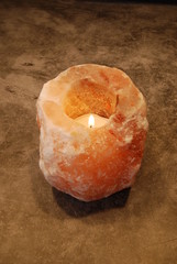 Lit Himalayan Salt Lamp Candle