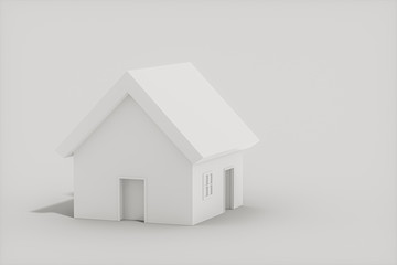 White small house model with white background, 3d rendering.