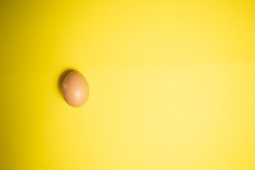 Fresh Easter Egg on a Yellow Background. Happy Easter