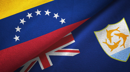 Venezuela and Anguilla two flags textile cloth, fabric texture