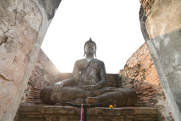 Fototapeta na wymiar Big buddha, Sukhothai, Thailand : Wat Si Chum is a historic temple site in Sukhothai Historical Park, Sukhothai Province,Thailand