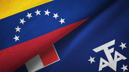 Venezuela and French Southern and Antarctic Lands two flags textile cloth