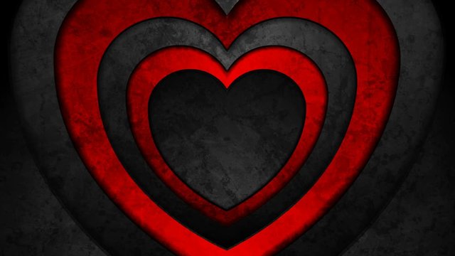 Contrast red and black hearts grunge motion background