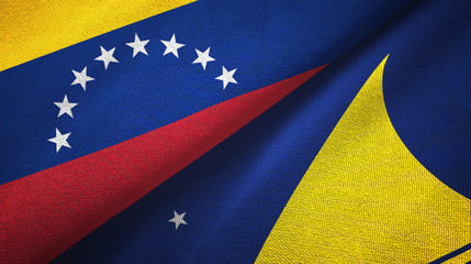 Venezuela and Tokelau two flags textile cloth, fabric texture