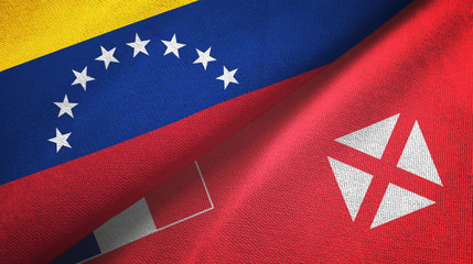 Venezuela and Wallis and Futuna two flags textile cloth, fabric texture