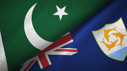 Pakistan and Anguilla two flags textile cloth, fabric texture