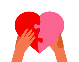 Hands holding a heart symbol. Health care, donation and insurance concept. Isolated symbol on a white background.