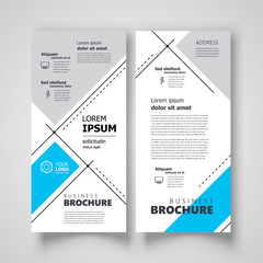 Flyer set brochure design template header cover stripes lines theme blue color