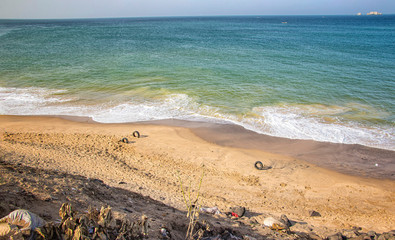 Views of the coastline of Dakar, Senegal, Africa. It is a beautiful long beach.