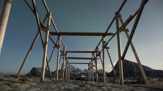 Timelapse d'aurore bor&eacute;ale dans les &Icirc;les Lofoten, Norv&egrave;ge  