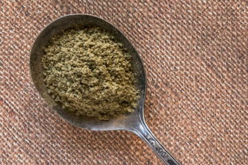 Ground Sage on a Spoon