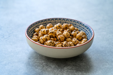 Roasted Yellow Chicpkeas in small Ceramic Bowl.