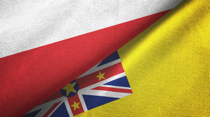 Poland and Niue two flags textile cloth, fabric texture