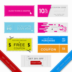 Set coupons sale and codes vector illustration
