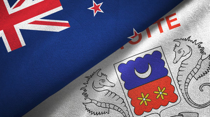 New Zealand and Mayotte two flags textile cloth, fabric texture