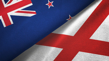 New Zealand and Northern Ireland two flags textile cloth, fabric texture