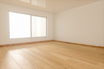 The white empty room with sunlight coming from the window, 3d rendering.