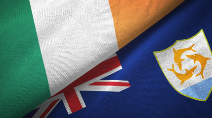 Ireland and Anguilla two flags textile cloth, fabric texture