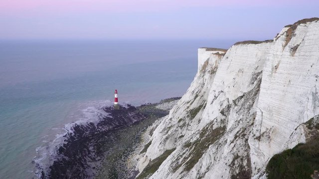 United Kingdom, East Sussex, South Downs National Park, Chalk cliffs of the Seven Sisters from the South Downs Way