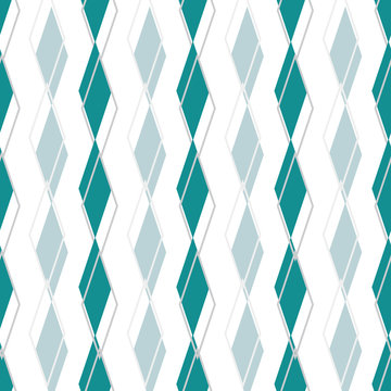 Slipped Argyle, rows of blue green triangles slightly off register, playful fun play on traditional argyle style, vector repeat surface pattern design