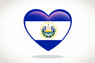 El Salvador Flag in Heart Shape. Heart 3d Flag of El Salvador , El Salvador  flag template design.