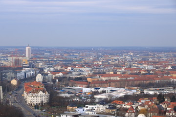 Fototapeta na wymiar Panoramic view of Leipzig/Germany from the Battle of nations monument