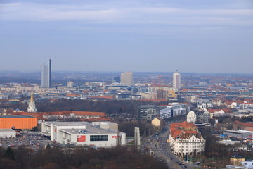 Fototapeta premium Panoramic view of Leipzig/Germany from the Battle of nations monument