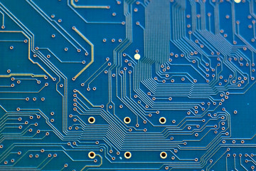 printed circuit Board with chips and radio components electronics