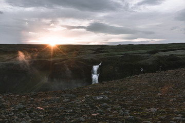 Taking a stunning shot at Haifoss during sunset