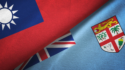 Taiwan and Fiji two flags textile cloth, fabric texture