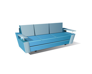 Stylish 3d comfortable sofa with railing.