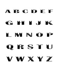 Alphabet letters A-Z, bevel font.