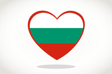 Obraz premium Bulgaria Flag in Heart Shape. Heart 3d Flag of Bulgaria, Bulgaria flag template design.