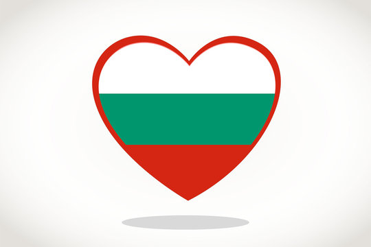 Bulgaria Flag in Heart Shape. Heart 3d Flag of Bulgaria, Bulgaria flag template design.