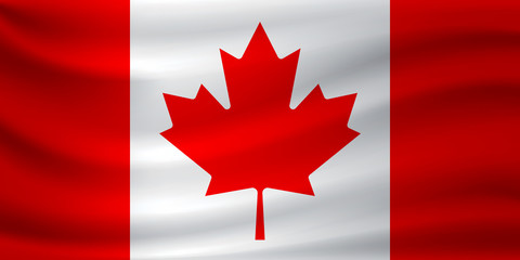 Waving flag of Canada. Vector illustration
