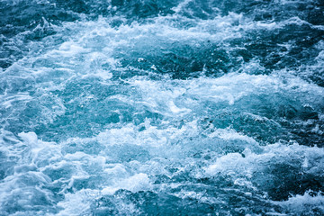 Crashing Waves of sea and Aerial view to ocean wave. Blue water background.