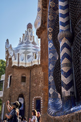 August 17, 2019. Barcelona, Spain. This photo was taken in Park Güell and it shows the famous...
