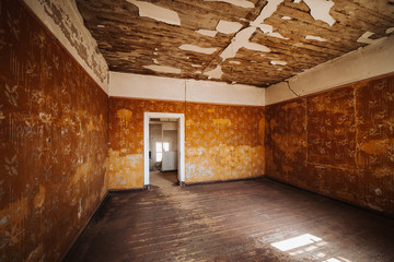 abandoned ruined living room - restoration renovation concept photo