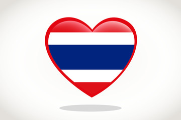 Thailand Flag in Heart Shape. Heart 3d Flag of Thailand, Thailand flag template design.