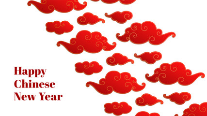 Red and white pattern of Asian cloud Illustration. Happy Chinese New Year greeting card with traditional ornament.