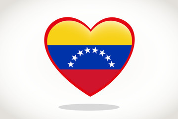 Venezuela Flag in Heart Shape. Heart 3d Flag of Venezuela, Venezuela flag template design.