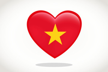 Vietnam Flag in Heart Shape. Heart 3d Flag of Vietnam, Vietnam flag template design.
