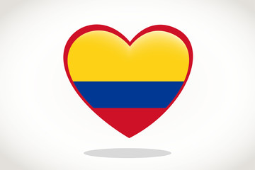 Columbia Flag in Heart Shape. Heart 3d Flag of Columbia, Columbia flag template design.