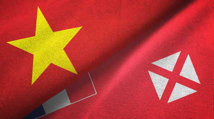 Vietnam and Wallis and Futuna two flags textile cloth, fabric texture