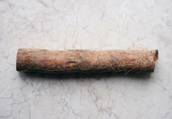 Traditional raw chinese potato yam on the table top view