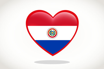 Paraguay Flag in Heart Shape. Heart 3d Flag of Paraguay, Paraguay flag template design.