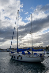 Sailing yacht moored in the marina