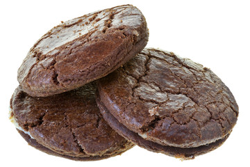 Appetizing chocolate chip cookies isolated
