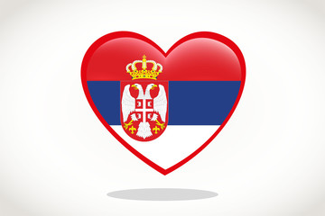 Obraz premium Serbia Flag in Heart Shape. Heart 3d Flag of Serbia, Serbia flag template design.